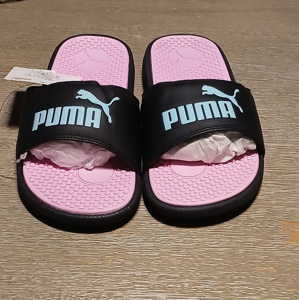 Puma Black and Pink Sporty Sandals